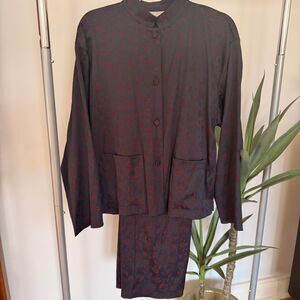 Vintage Basic Threads Satiny Floral Print Suit